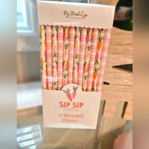 12 CARROTS AND STRIPES REUSABLE STRAWS